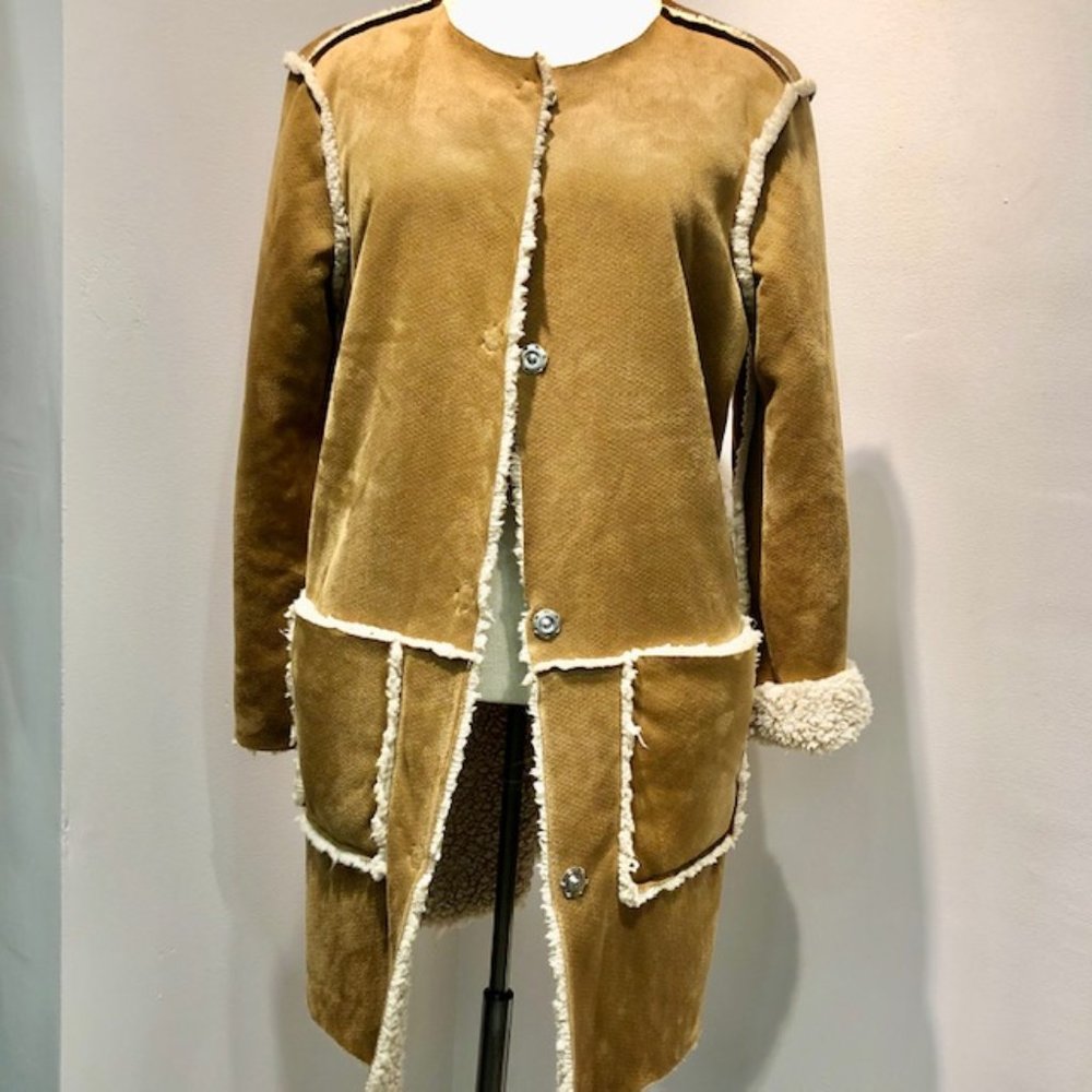Reversible Faux Suede/Sherpa Coat